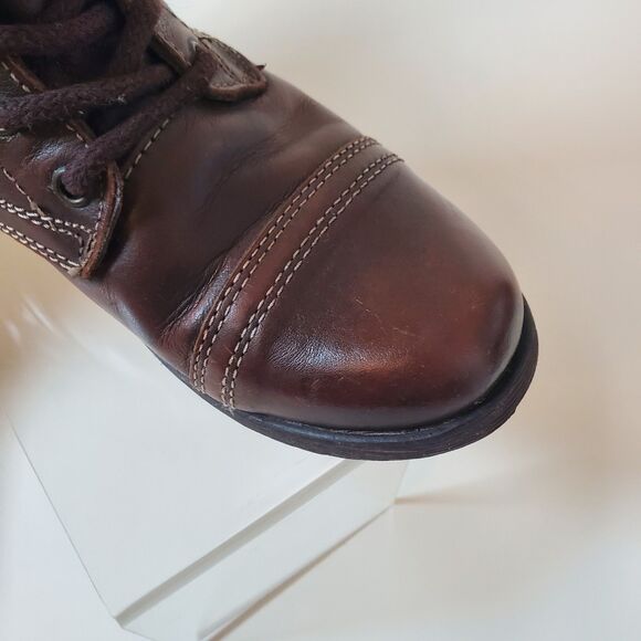 Steve Madden Women’s Boots Size 7.5 Brown Leather Troopa Combat Lace-Up Side Zip - Picture 5 of 13